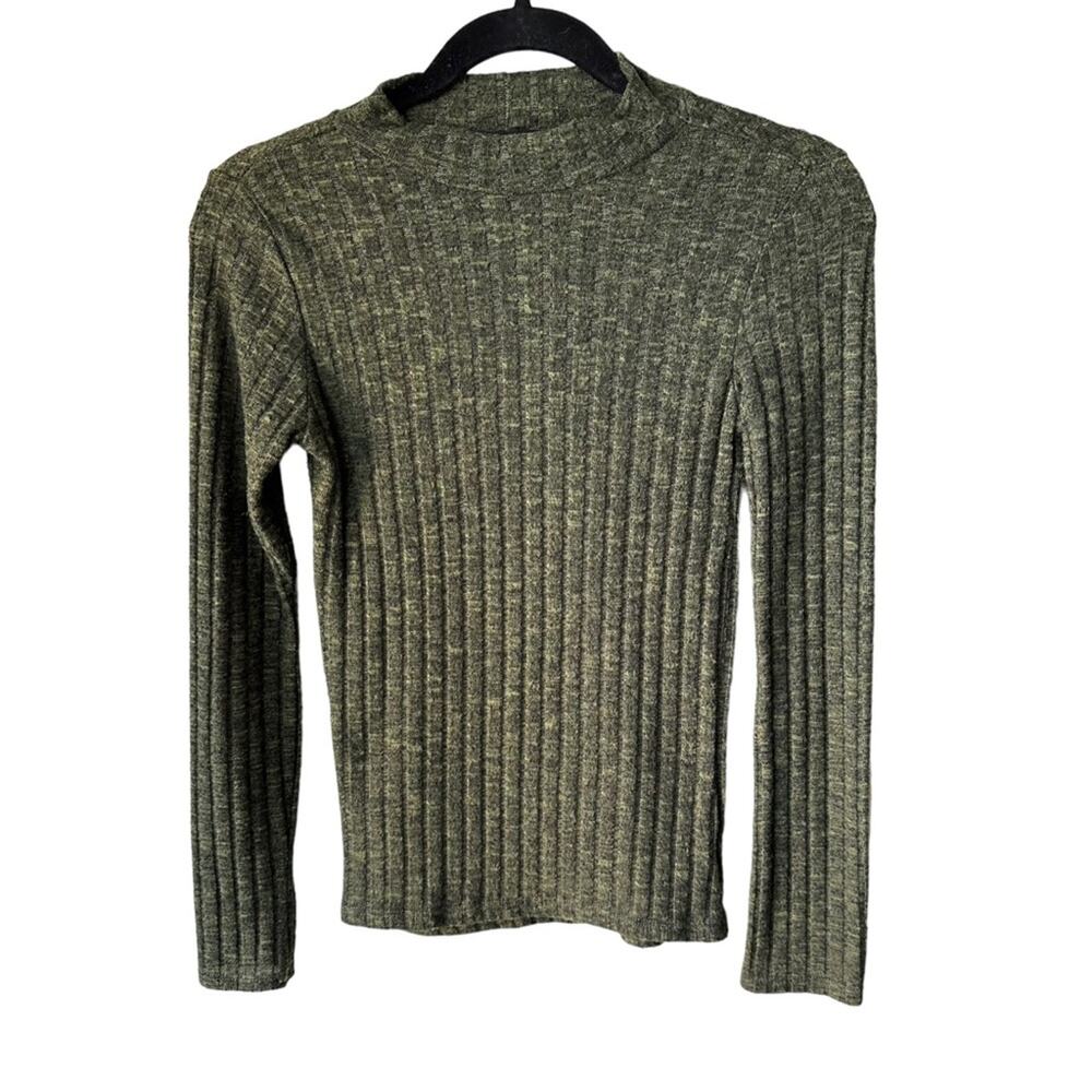 timing long sleeve mock neck sweater green & black women size small